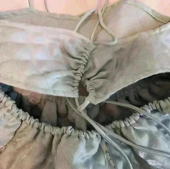 ASOS Mint White Chocolate Peplum Quilted Green Silver Holiday Top Sleeveless - Picture 8 of 10